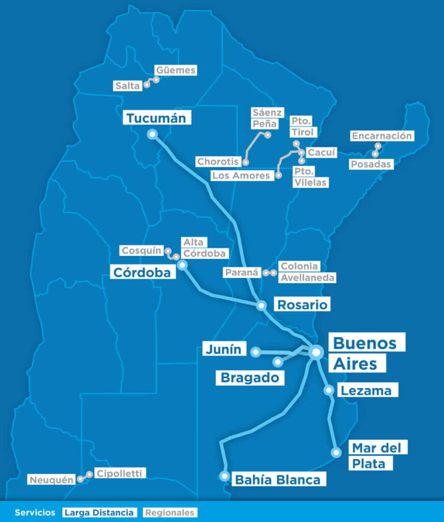 Mapa Argentina vías ferreas